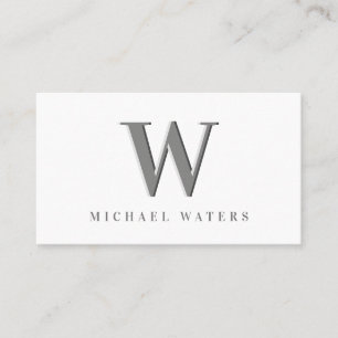 Minimalistisk Silver Monogram-Logotyp, Embossed Ef Visitkort