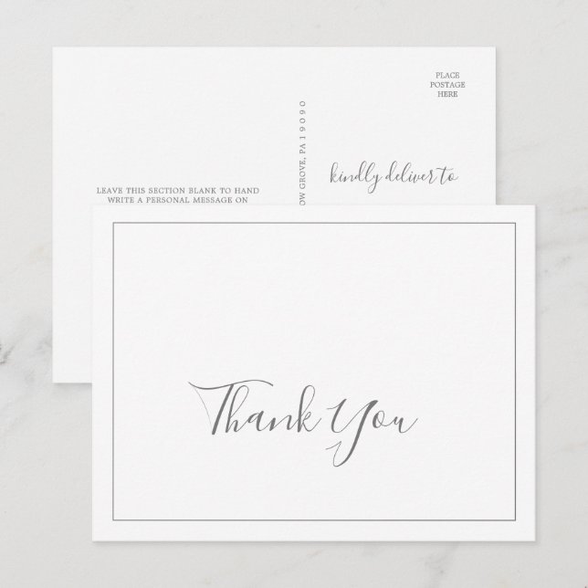 Minimalistisk Silverbröllop Tack Kort (Fram/baksida)