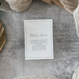 Minimalistisk silverdisplay dusch inkapslingskort tilläggskort