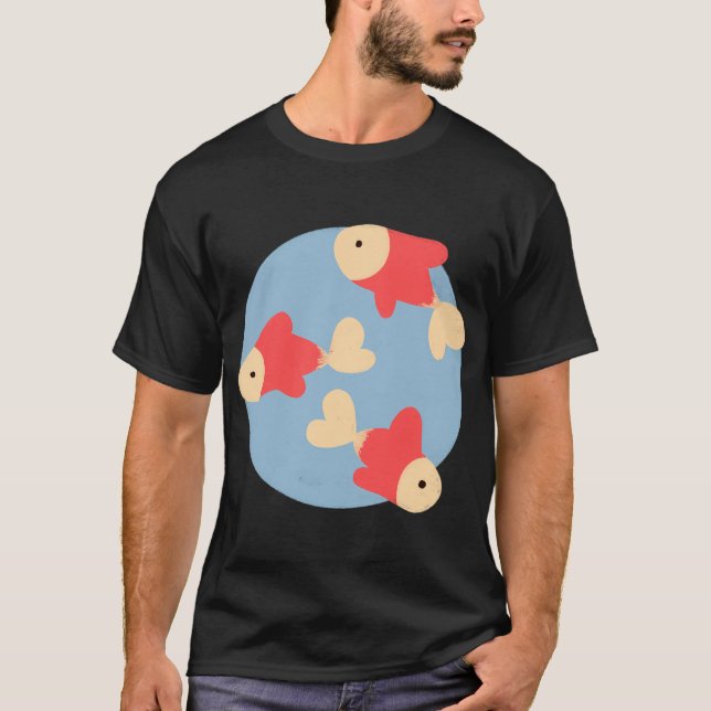 Minimalistisk simmande guldfisk t shirt (Framsida)