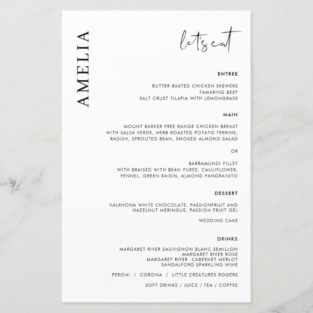 Minimalistisk SImple Modern Menu med namn (Framsida)