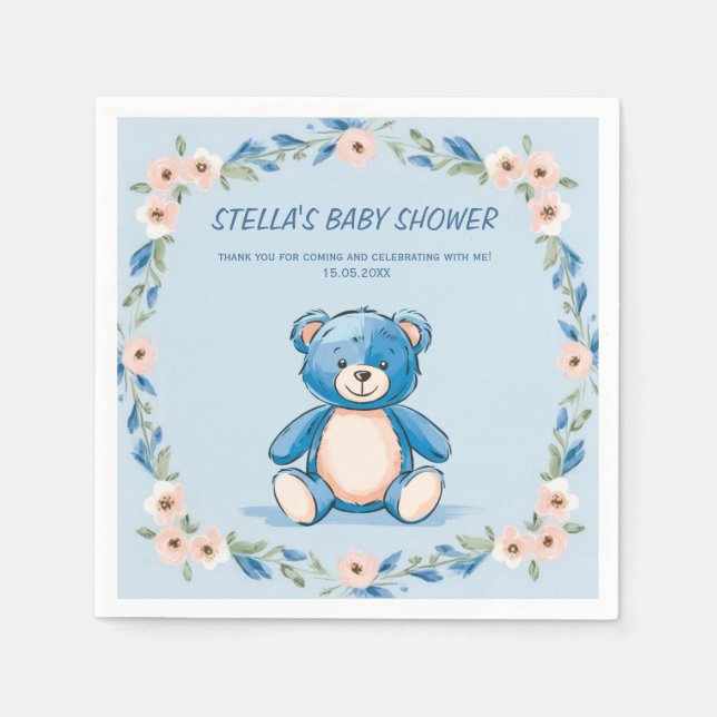 Minimalistisk sitta-nalle pappersservett (Framsidan)