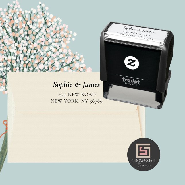 Minimalistisk självkontroll för Returadress Frimär Självfärgande Stämpel (Minimalist return address self-inking stamp)