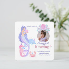 Minimalistisk Sjöjungfru under Havets födelsedag Inbjudningar