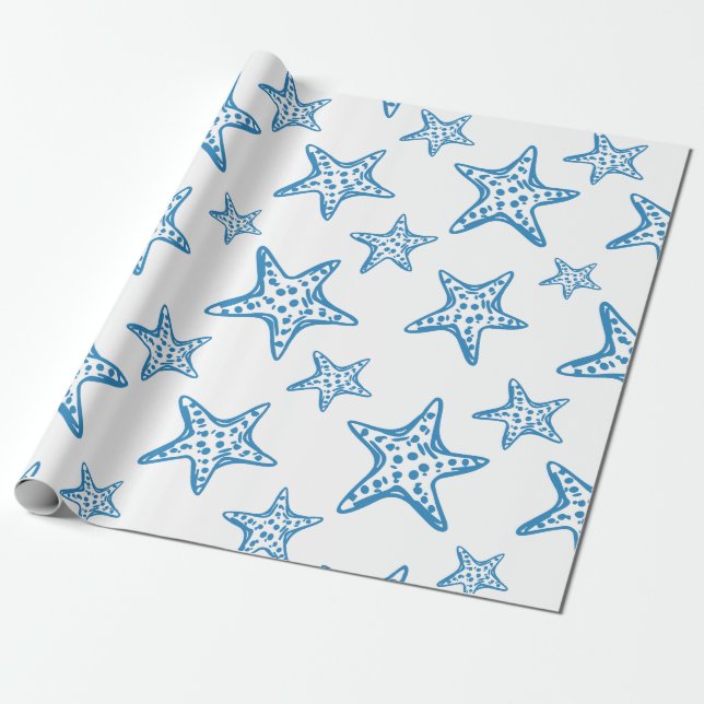 Minimalistisk sjöstjärna kustmönster (2) presentpapper (Utrullad)