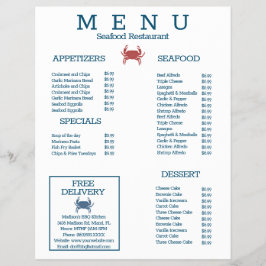 Minimalistisk Skaldjursgrill Restaurang Meny C