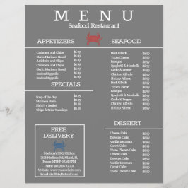 Minimalistisk Skaldjursgrill Restaurangmeny Grå Reklamblad