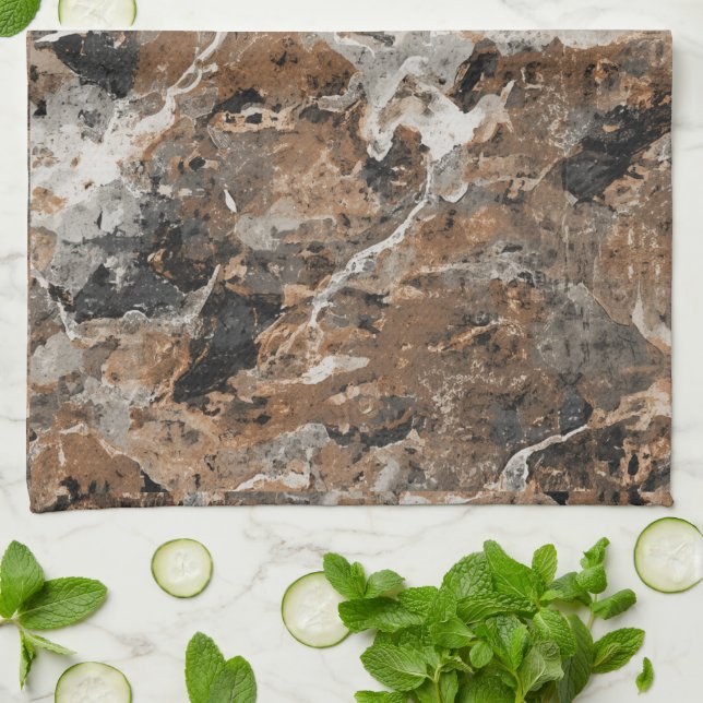 minimalistisk skandinavisk granit brun grå marmor kökshandduk (Vikta)