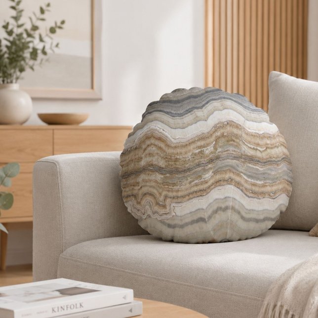 minimalistisk skandinavisk granit brun grå marmor rund kudde (minimalist scandinavian granite brown grey marble round pillow)