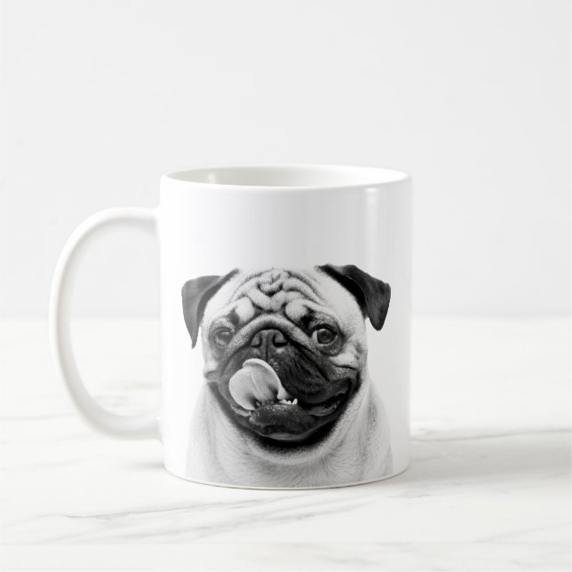 Minimalistisk Skapa Ditt Eget Husdjur Porträtt B & Kaffemugg (Vänster)