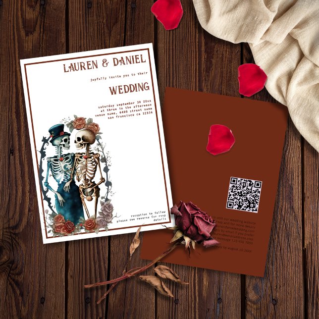 Minimalistisk skeleton-bröllopsinbjudan inbjudningar (Skapare uppladdad)