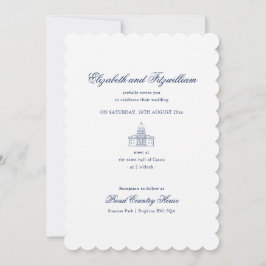 Minimalistisk sketch-Möhippa Bouquet Scalloped Brö Inbjudningar