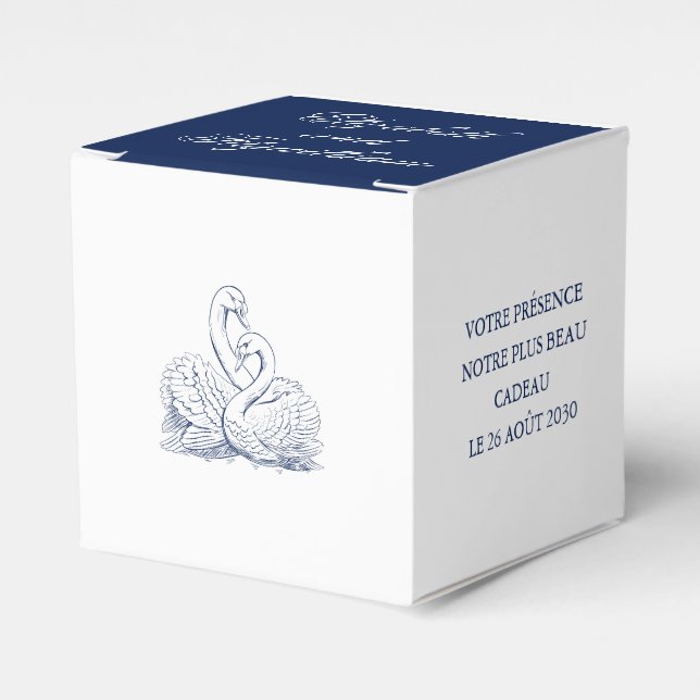 Minimalistisk sketchad Kärlek Svanar Bröllop Presentaskar (Framsidan Sidan)