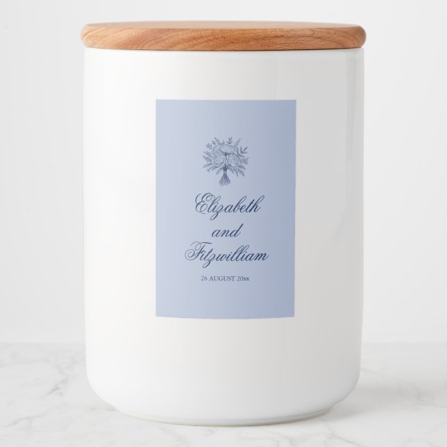 Minimalistisk sketchad Möhippa Bouquet Bröllop Mat Etikett (Framsida)