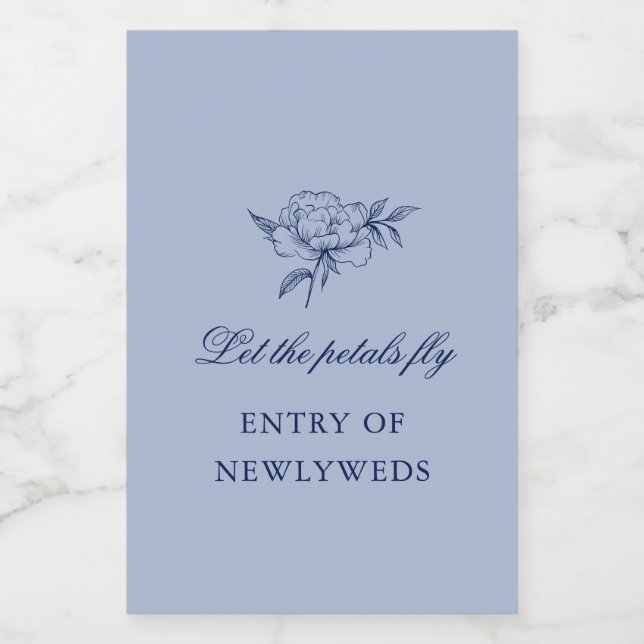 Minimalistisk sketched Bröllop Flower Petals Toss Mat Etikett (Singel etikett)