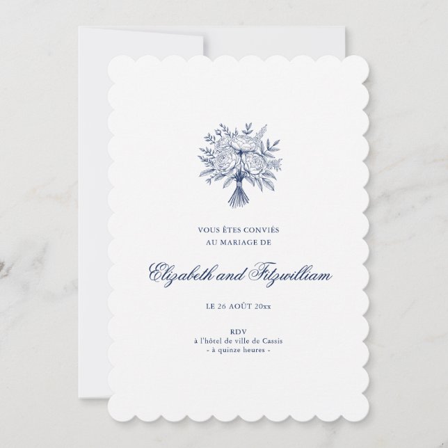 Minimalistisk sketched Möhippa Bouquet Bröllop Sca Inbjudningar (Framsida)