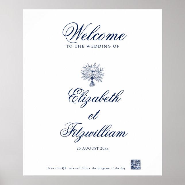 Minimalistisk sketched Möhippa Bouquet Välkommen P Poster (Framsidan)