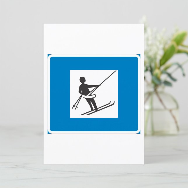 Minimalistisk skidsymbol Hiss med blå Gräns Inbjudningar (Skapare uppladdad)