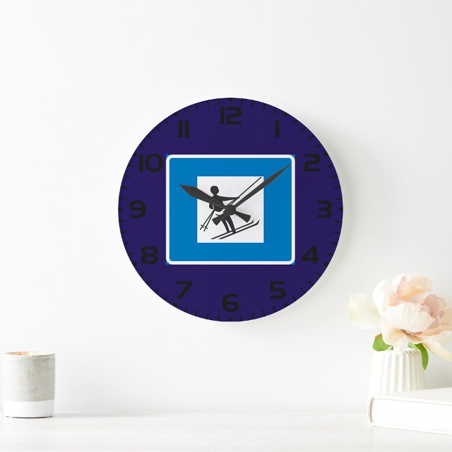 Minimalistisk skidsymbol Hiss med blå Gräns Stor Klocka (Skapare uppladdad)