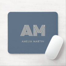 Minimalistisk skifferblå och sandbeige monogram