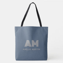 Minimalistisk skifferblå och sandbeige monogram