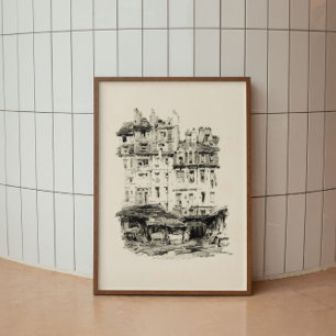 Minimalistisk skisch för antik arkitektur poster