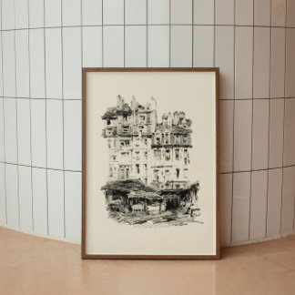 Minimalistisk skisch för antik arkitektur poster