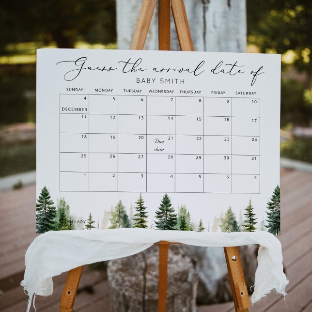 Minimalistisk skog Gissa förfallodatumskalender Poster (Skapare uppladdad)