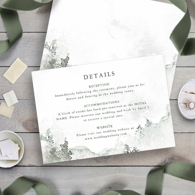 Minimalistisk skogsdetalj Bröllop Tilläggskort (Minimalist Forest Detail Wedding Enclosure Card
)