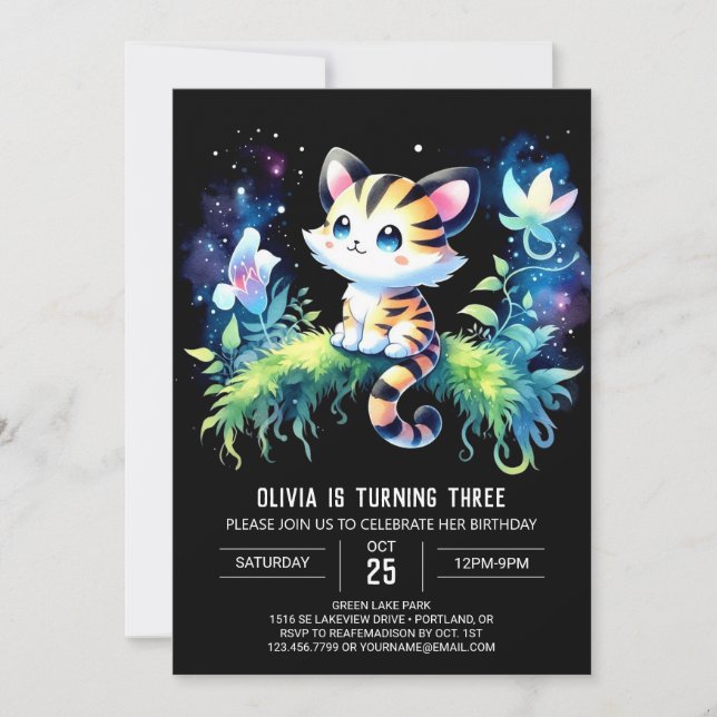 Minimalistisk skogstiger Birthday Inbjudningar (Framsida)