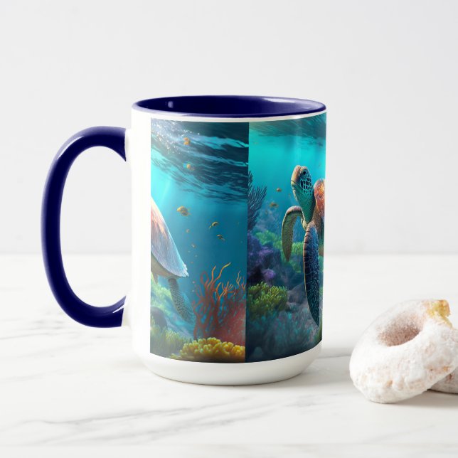 Minimalistisk sköldpaddssymbol konst kaffemugg (Med munk)