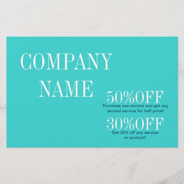 Minimalistisk skönhetssminkare frisörsalong teal flygblad (Framsidan)