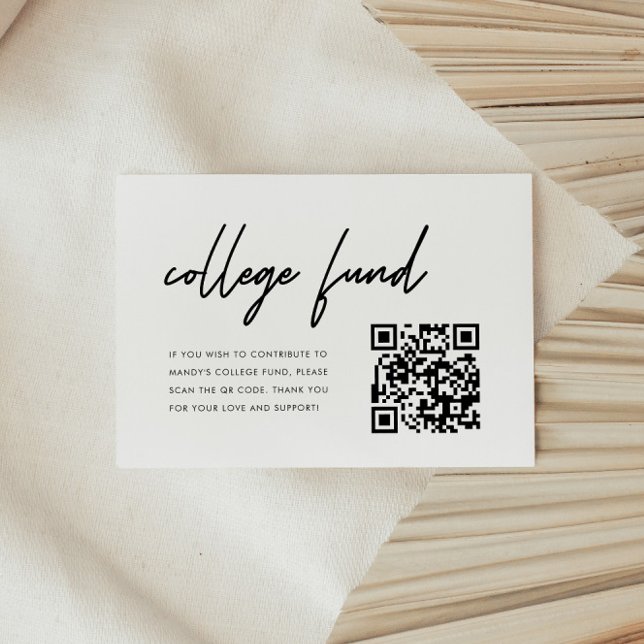 Minimalistisk skrift Examensfond QR-kod Tilläggskort (Skapare uppladdad)