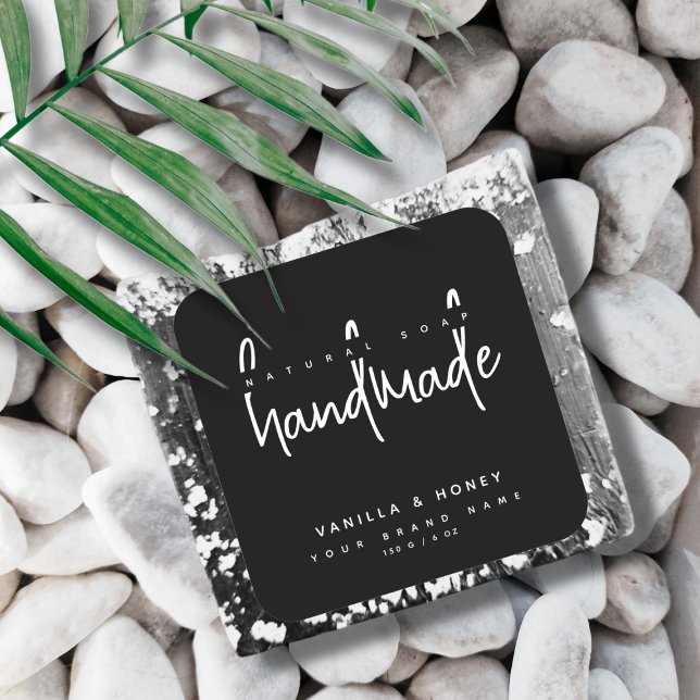 Minimalistisk skrift svart handgjord tvål etikett  (Skapare uppladdad)
