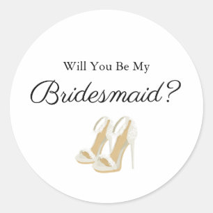 Minimalistisk skrift Will You Be My Bridesmaid Sva Runt Klistermärke
