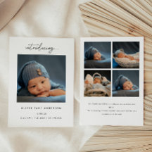 Minimalistisk Skript 5-Foto Kollaage Baby Födelse