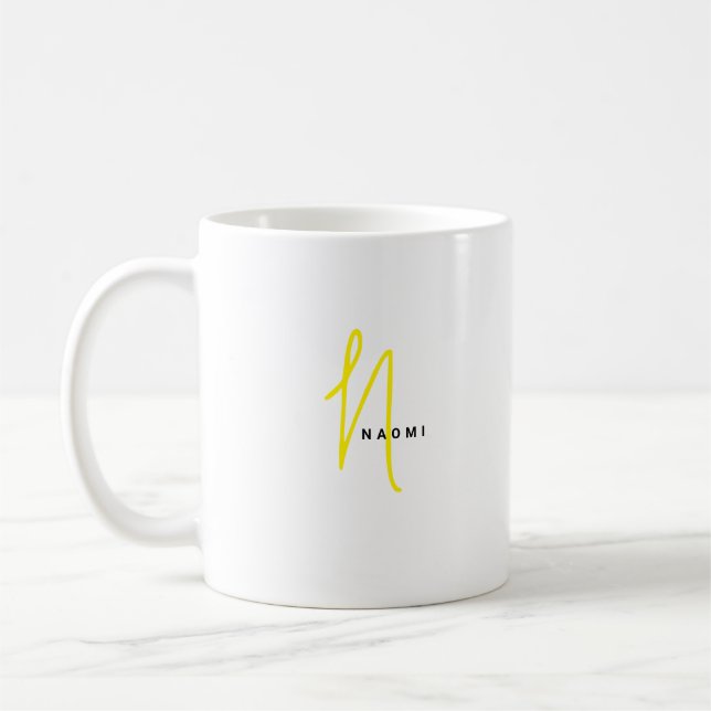 Minimalistisk Skript | Anpassad Monogram och Namn Kaffemugg (Vänster)