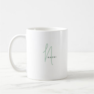 Minimalistisk Skript Anpassad Monogram och Namn Kaffemugg