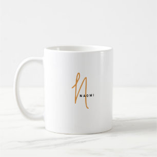 Minimalistisk Skript   Anpassad Monogram och Namn Kaffemugg