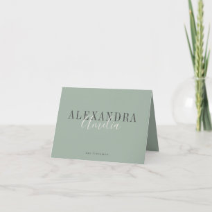 Minimalistisk skript Boho Sage Grön Anpassad Affär Tack Kort