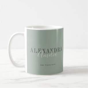 Minimalistisk skript Boho Sage Grön Anpassad Föret Kaffemugg