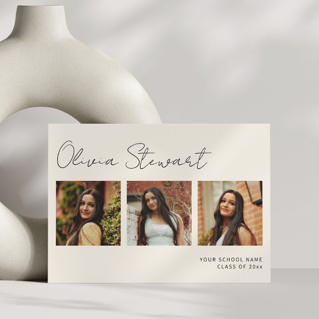 Minimalistisk skript-examensfotocollage meddelande (Skapare uppladdad)