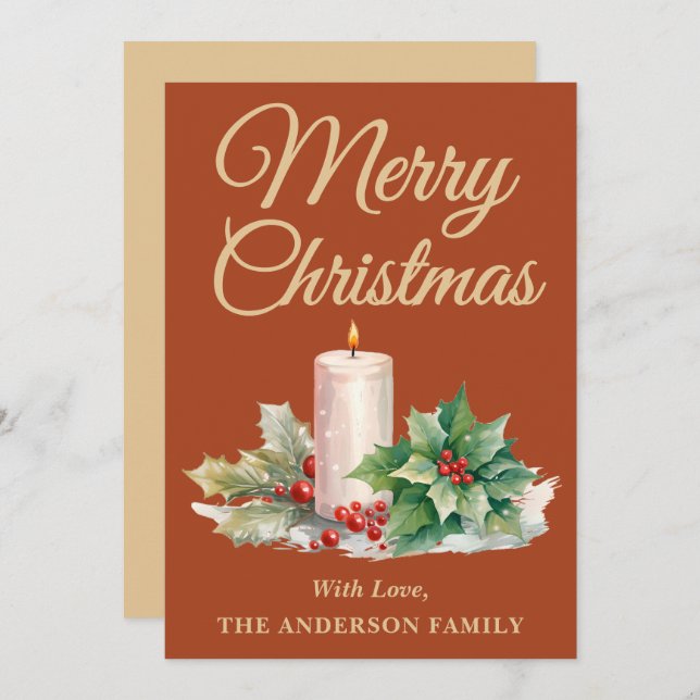 Minimalistisk skript God jul Boho Terracotta Julkort (Fram/baksida)