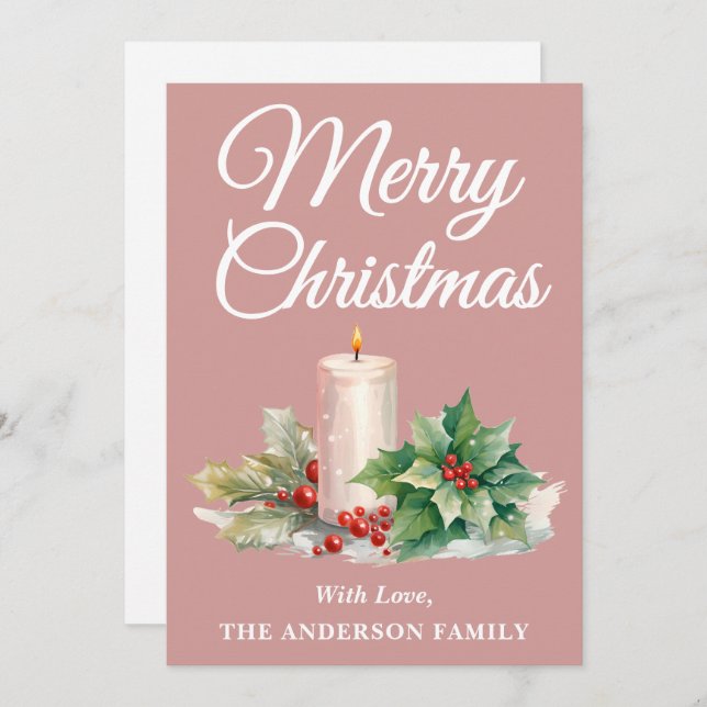 Minimalistisk skript God jul Dusty Ro Julkort (Fram/baksida)