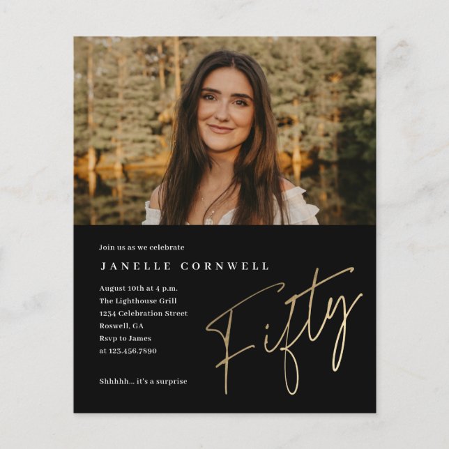 Minimalistisk skript Guld 50-års fotofödelsedagsin (Framsida)