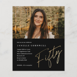 Minimalistisk skript Guld 50-års fotofödelsedagsin