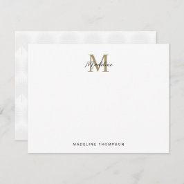 Minimalistisk skript Guld Anahaw Löv Monogram Anteckningskort