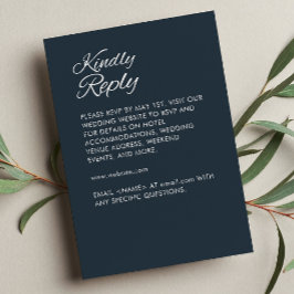 Minimalistisk skript Gunmetal Blue Bröllop OSA Kort