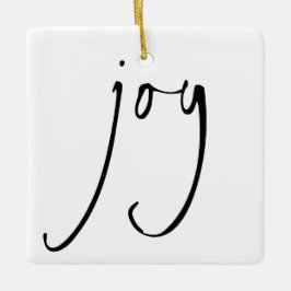 Minimalistisk skript Joy Jul Black White Julgransprydnad Keramik