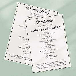 Minimalistisk skript, mjuk vit Bröllop Program